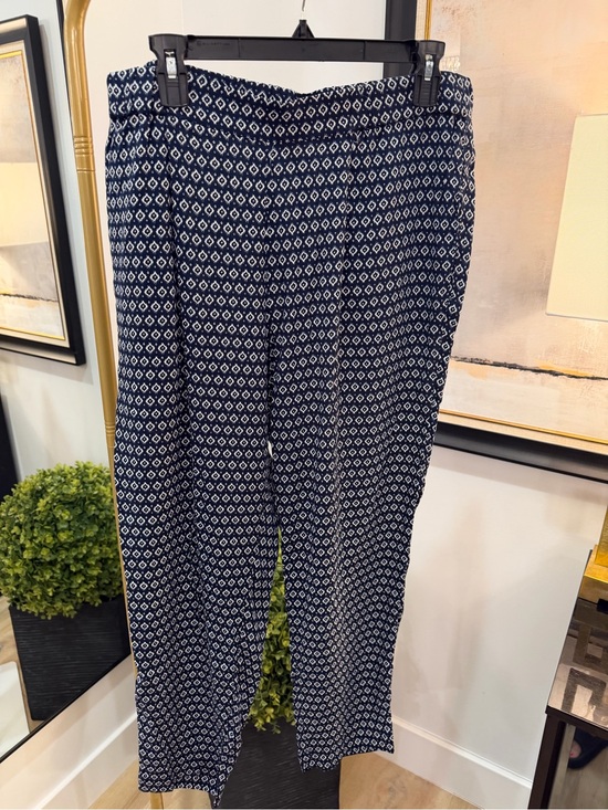 H&M Pants - H&M Navy and White Printed Wide-Leg Trousers
